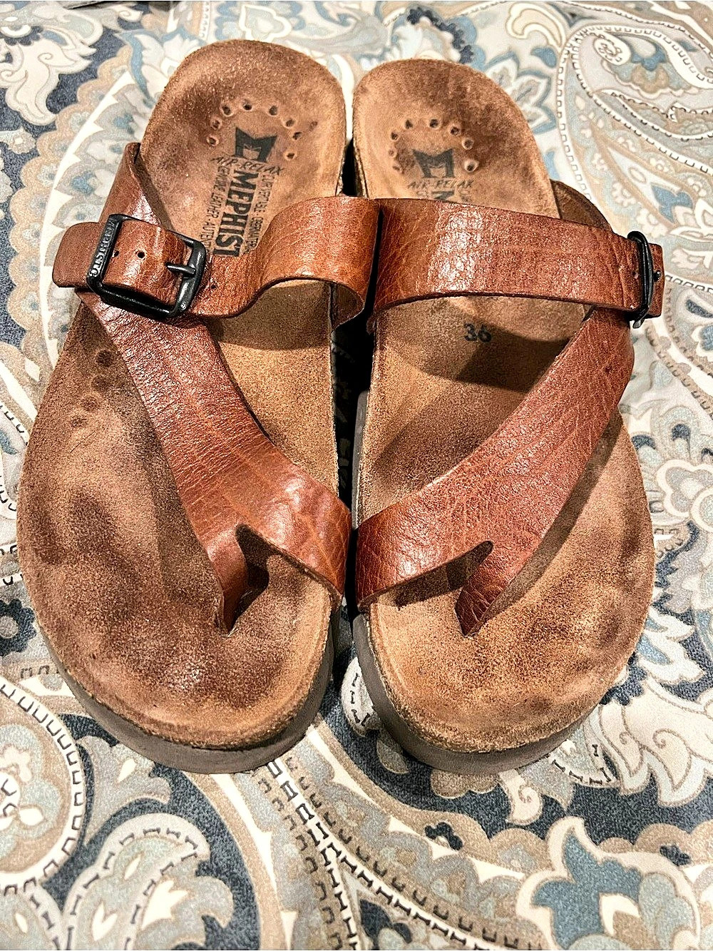 Mephisto Helen Brown Leather Sandals EU 36